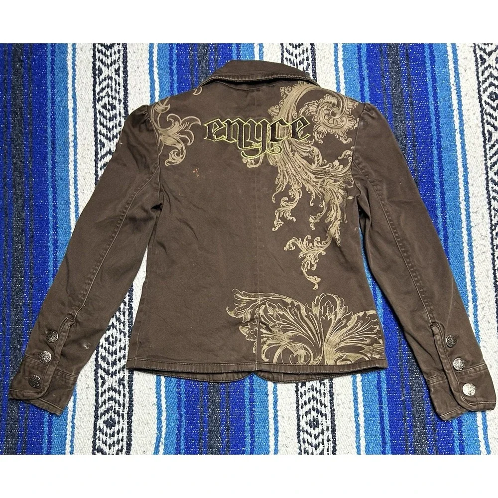 Vintage Y2K Enyce Blazer Jacket Toddler Girls Youth Medium Brown Cyber Grunge